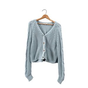525 America Cardigan Light Blue 100% Cotton XL (fits like M/L)